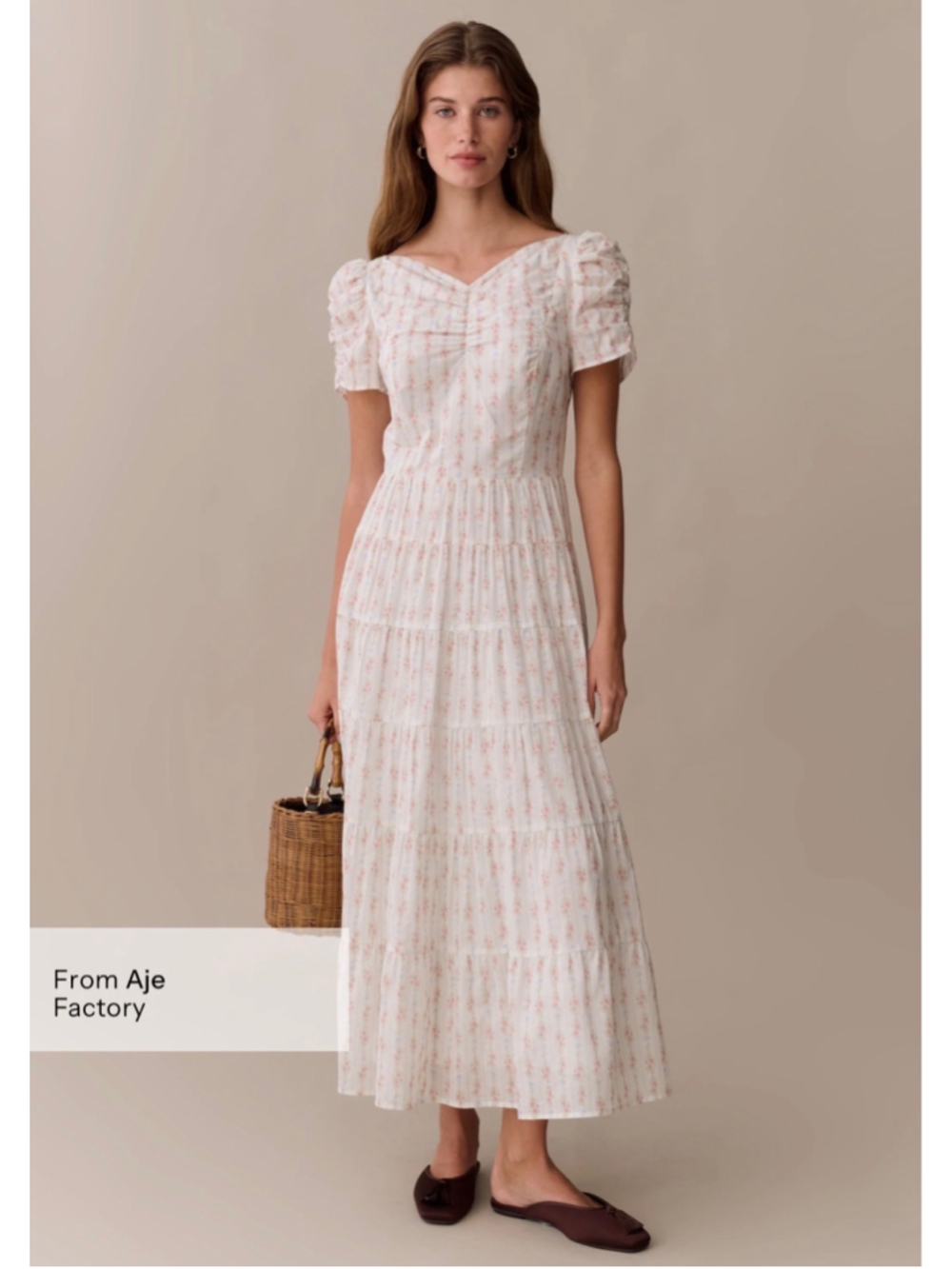 Women's Sorella Floral Midi Dress, Size XS, White and Pink
